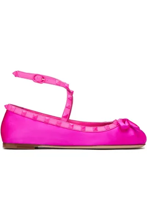 VALENTINO GARAVANI Rockstud ballerinaer i satin
