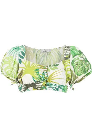AMIR SLAMA Cropped top med palmeblad-tryk