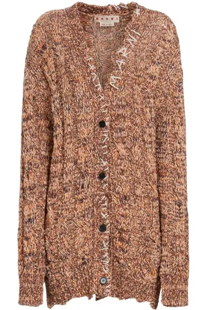 Marni Kraftig kabelstrikket cardigan med dekorative syninger