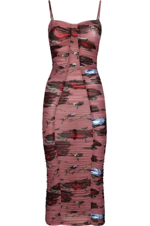 Dolce & Gabbana Kjole med rose-tryk og ruche