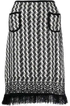 CHANEL Intarsiastrikket 2004 midi-nederdel