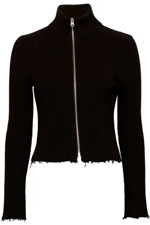 Maison Margiela Ribstrikket cardigan med lynlås