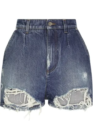 Dolce & Gabbana Denimshorts med høj talje og slitageeffekt