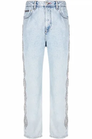 Philipp Plein Kabelstrikkede jeans med krystaller