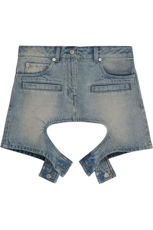 Courrèges Mini nederdel i denim med udskæringsdetalje