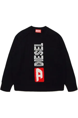 Diesel Intarsiastrikket T-shirt i uld med logo