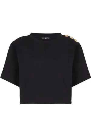 Balmain Cropped sweatshirt med knappedetalje