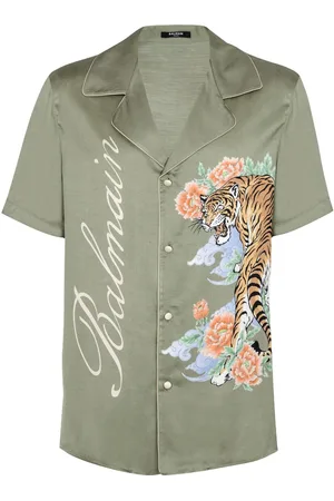 Balmain Satinskjorte med tigertryk