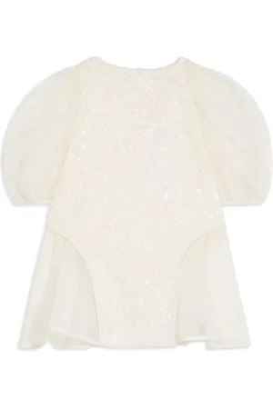 Eirene Pailletudsmykket bluse med pufærmer