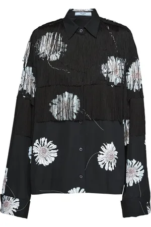 Prada Skjorte med blomstertryk og frynser