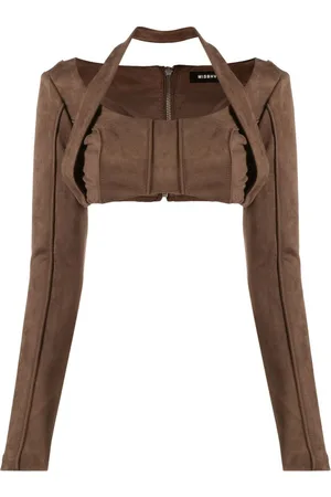 MISBHV Cropped top i imiteret ruskind med lange ærmer
