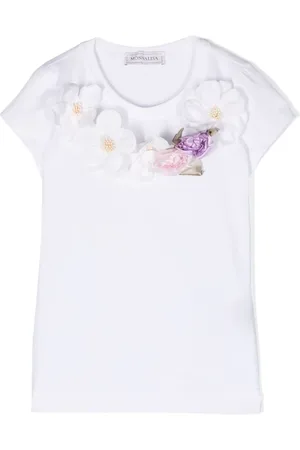 MONNALISA Kortærmet T-shirt med blomsterapplikation