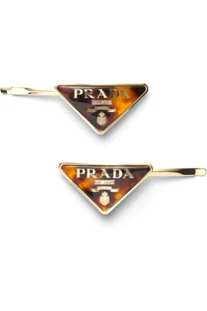 Prada Trekantet hårspænde med indgraveret logo