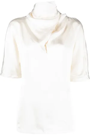 Jil Sander Silkebluse med høj hals