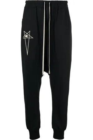 Rick Owens Joggingbukser med broderet logo og sænket skridt