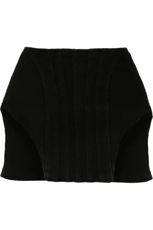 MUGLER Kort polstret denimnederdel