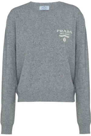 Prada Intarsiastrikket sweater med logo