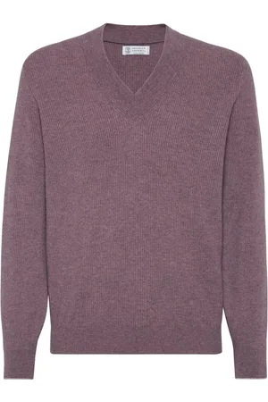 Brunello Cucinelli Ribstrikket trøje med V-hals