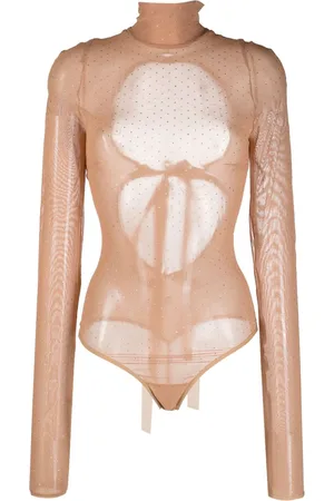 Nensi Dojaka Bodysuit i mesh med krystaludsmykning