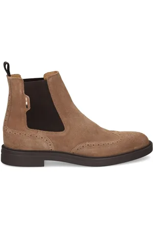HUGO BOSS Chelsea støvler i ruskind med brogue-detalje