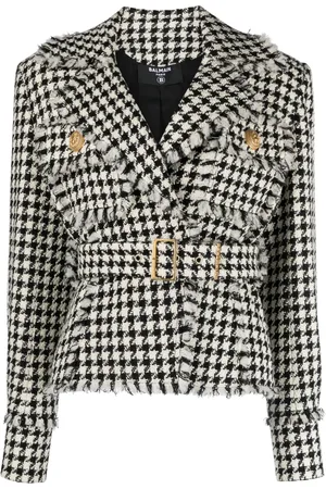 Balmain Jakke i tweed med houndstoothmønster