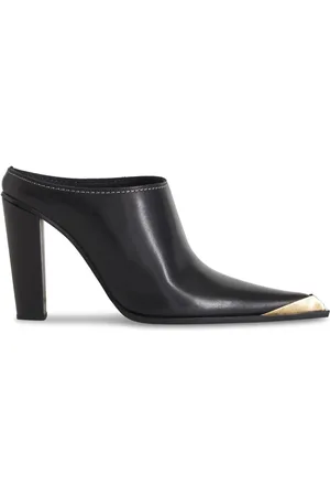 Etro Mules i læder med metallisk tåkappe