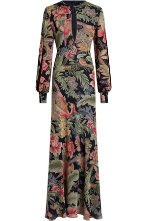 Etro Lang silkekjole med blomstertryk