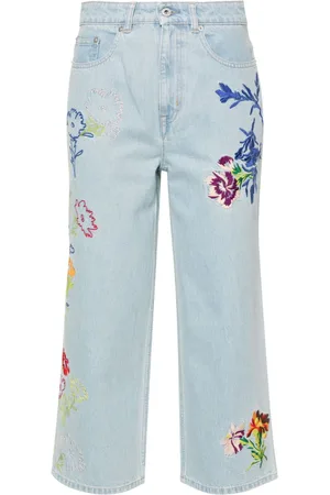 Kenzo Drawn Flowersjeans med brede ben og mellemhøj talje