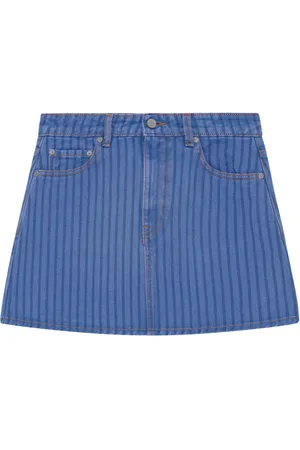 Ganni Stribet denimnederdel