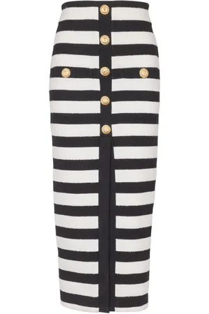 Balmain Stribet midi-nederdel i strik