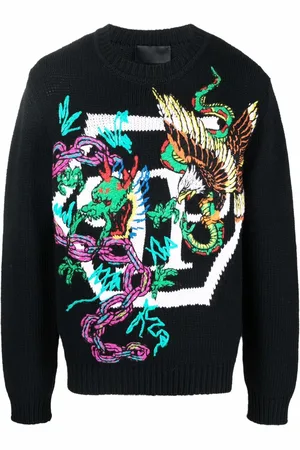 Philipp Plein Intarsia-strikket trøje med mønster