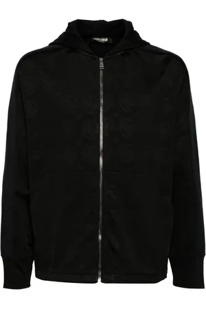 Roberto Cavalli Hættetrøje i jacquard med logo og lynlås