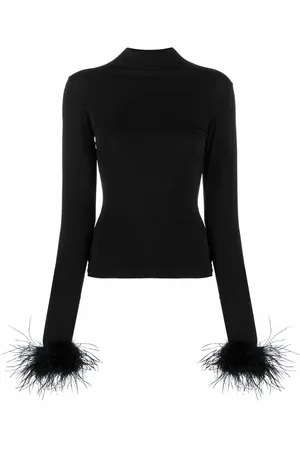 Atu Body Couture Top med høj hals og fjeropslag