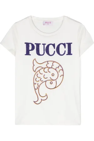 PUCCI Junior T-shirt med logo i frotté