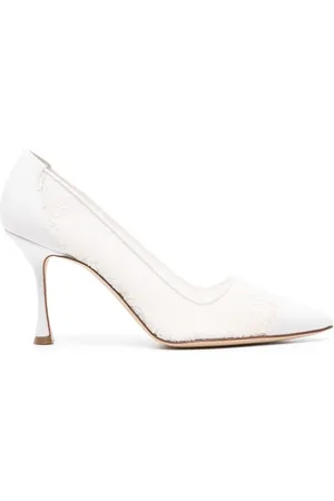 Manolo Blahnik Sololaria 90mm pumps med blomstrede blonder