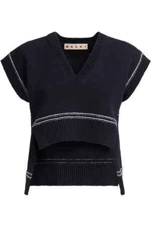 Marni Intarsiastrikket vest med logo