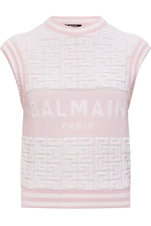 Balmain Intarsiastrikket vest med logo