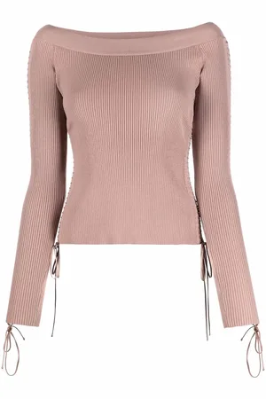 Dolce & Gabbana Strikket top med blondedetalje og bred hals