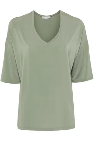 LE TRICOT PERUGIA T-shirt med V-hals og sænket skulder