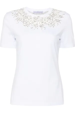 ERMANNO SCERVINO T-shirt med krystaludsmykning og blonder