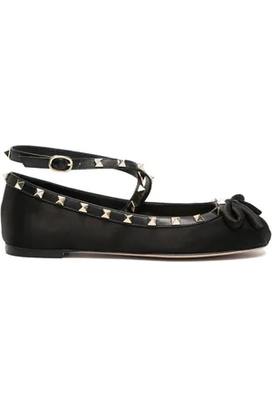 VALENTINO GARAVANI Rockstud ballerinaer i satin