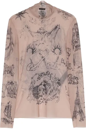 Balenciaga Top i mesh med tattoo-tryk