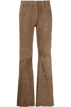 Zadig & Voltaire Cropped bukser i ruskind med svaj