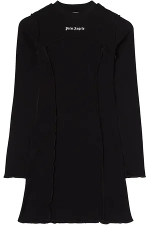 Palm Angels Kort ribbet kjole med broderet logo
