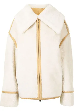 GOEN.J Pilot-lammeskindsjakke med oversize krave