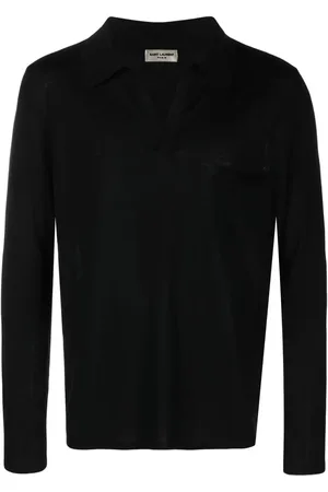 Saint Laurent Polo i strik med broderet logo