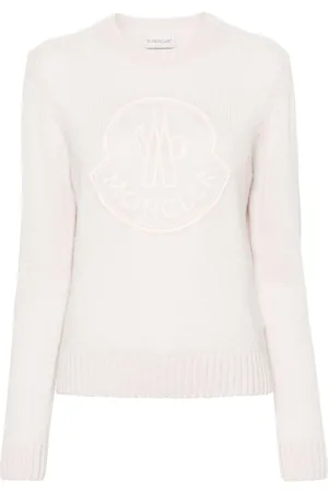 Moncler Trøje med broderet logo og rund hals
