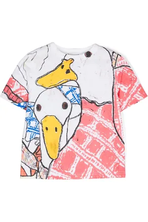 Burberry T-shirt med illustrationstryk i stil