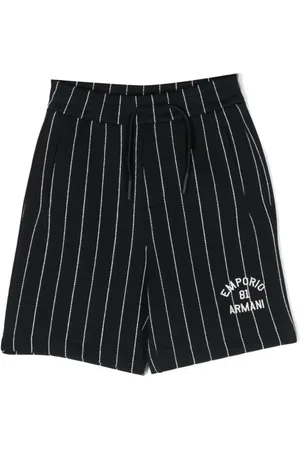 Emporio Armani Stribede shorts med broderet logo