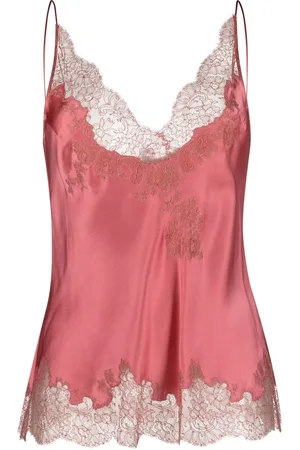 CARINE GILSON Camisole-top i silke med blondekant